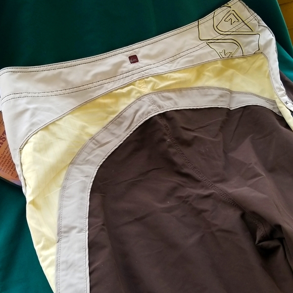 NWT QUICKSILVER brown beige yellow SWIM TRUNK Neofly men size 38 - Picture 7 of 17